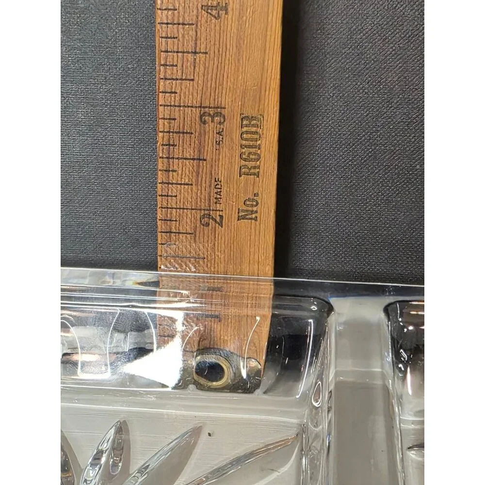 New Waterford Crystal Lismore 3-Part Handled Serving Tray with Box